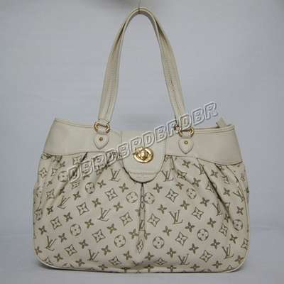 Discount Louis Vuitton Handbags Leather M45714 beige white Wholesale