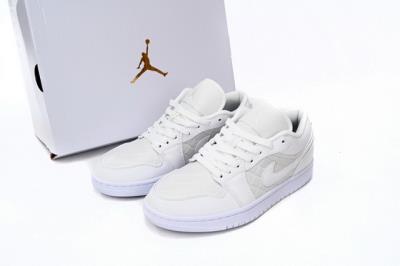 wholesale quality air jordan 1  low quilted triple white