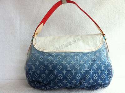 discount louis vuitton handbags monogram denim m40417 blue wholesale